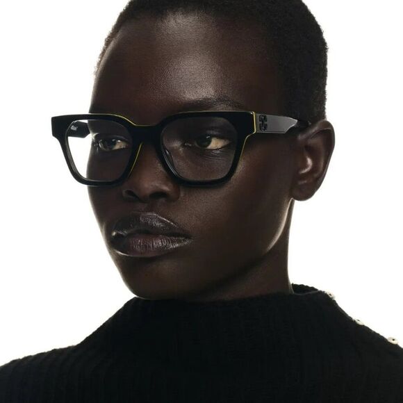 Off-White STYLE 7P Women Eyeglasses Black Yellow Square OERJ07P STYLE 7P 1300